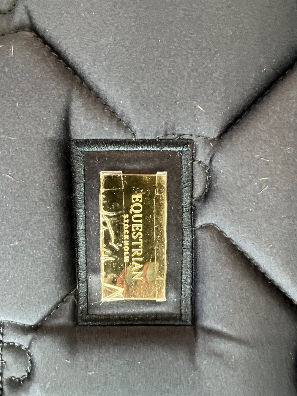 Equestrian Stockholm Navy Quilted Saddle Pad with Gold Braid black trim - Picture 3 of 3